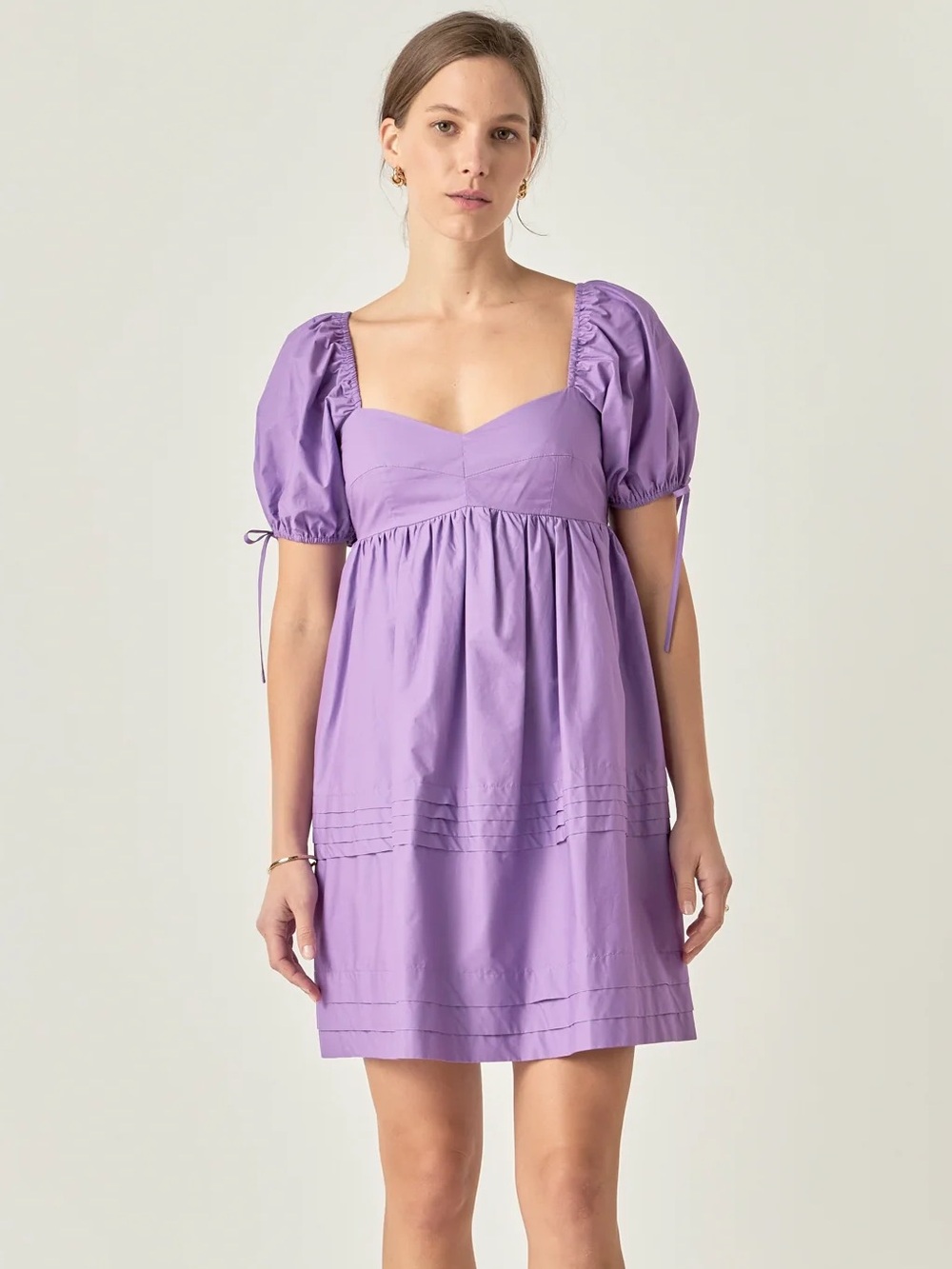 English Factory Lavender Purple Puff Sleeve Cotton Mini Dress Size Medium